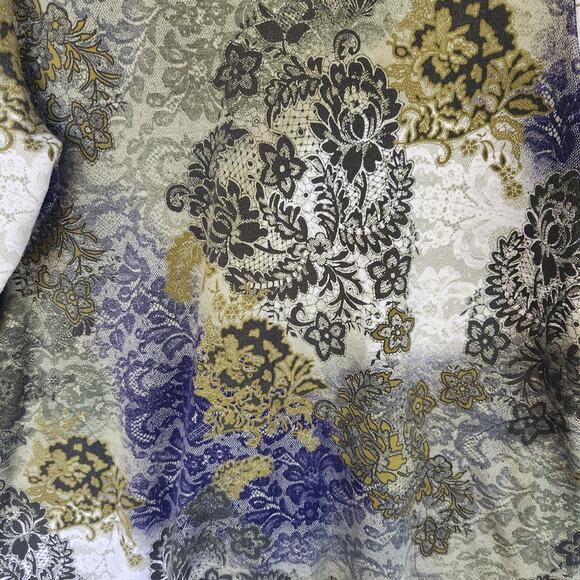 LOGO Lori Goldstein Top SZ XL Green Fairy Asymmetrical Artsy Mature 3/4 Sleeves - Picture 5 of 8